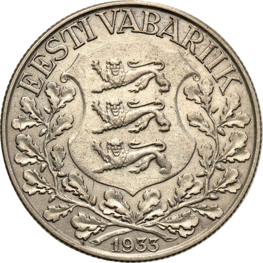 Estonia. 1 Kroon (Korona) 1933